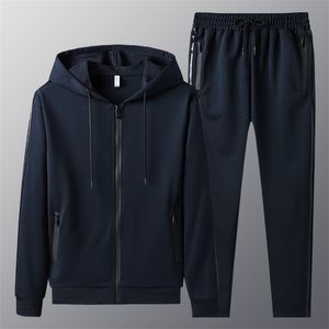 Primavera outono homens casual agasalho dois conjuntos de peças dos homens esportes terno jaqueta + calças sweatsuit masculino roupas esportivas hoodies 220215