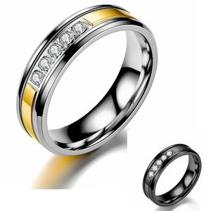 Kontrastfarbe Gold Diamantring Band Fingerreihe Zirkonia Ringe Damen Herren Modeschmuck Will und Sandy