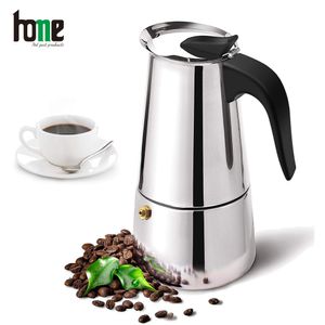 Italian Maker Coffee Machine Moka Pot Coffee Espresso Stainless Steel Tools Portable Coffeeware Cafe Latte Stovetop Accessories 210309