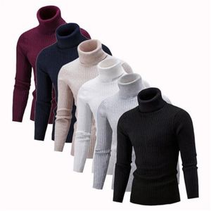 Suéter dos homens Homens de inverno de malha de alto rolo de alta tartaruga pescoço pulôver camisola jumper tops sólidos kitwear