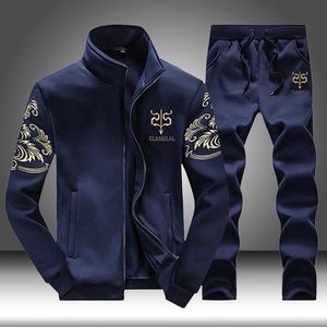 Mäns Tracksuiter Märke Män Sportkläder Satser Running Sport Fitness Tracksuit Male Två Pieces Sweatshirt + Sweatpant Gym Kläder TrainingPak M