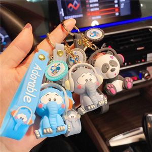 1Pc Creative Cute Rock Music Elephant Keychain Cartoon Classic Panda Animal Key Chian Holder Bag Pendant Gift Car Keyring G1019