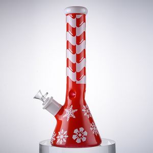 Xmas Nargile Beyaz Kar Kalın Cam Beher Bong Düz Tüp Yağ Dab Kuleleri ve Su Boruları için 18mm Ortak ile Büyük Bongs