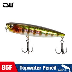 Tsurinoya 85F Topwater Floating Ołówek Przynęty połowów 85mm 10.5g Dw59 Pike Bass Zwory w kształcie długiego odlewania twardych przynęty Jerkbait Wobler 211222