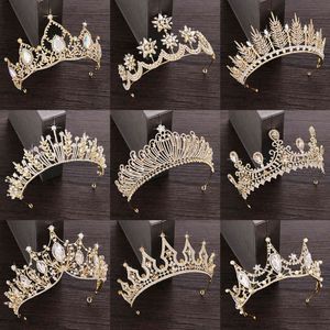 Аксессуары Rhinestone Bridal Crown Свадебные волосы Ювелирные Изделия Кристалл Tiara Golden Diadem
