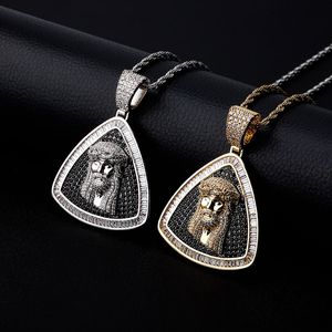 Personlig triangel bling kubik zirkonium Jesus hänge halsband kedja hiphop rock collar hip hop rappare smycken kristna charm gåvor för män och kvinnor