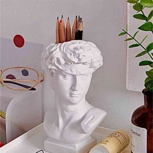 Grekisk mytologi Figurine David Head Porträtt Bust Mini Gips Staty Skulptur Modern Abstrakt Konst Ritning Hantverk Nordic Decor 210811