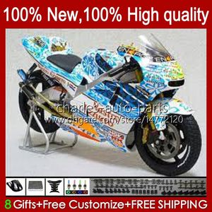 Vücut + Tank Kapağı Aprilia RS-250 RSV RS 250 RSV-250 RS250 RR RS250R 98 99 00 01 02 03 23NO.47 RSV250 98-03 RSV250RR Beyaz Blue 1998 1999 2000 2001 2002 2003 Fairing Kiti