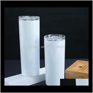 20oz 30oz Skinny Tumblers tomt sublimering Slim Cup kaffemuggar med lock och plaststrå ölmuggar Sea CCA12506 MF7YD 4MI9Q