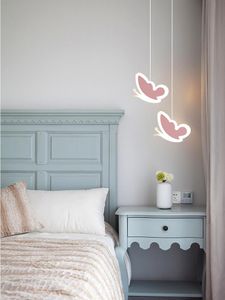 Lâmpadas pingentes LED luzes para crianças quarto berçário de cabeceira kids home decor decoração iluminação romântica menina rosa borboleta pendurado lâmpada