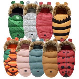 0-24m Baby Sleeping Bag Salva Winter Windproect Thick Sleep Sacks för spädbarn Rullstolskuvert Borns Cocoon för Borns 211025