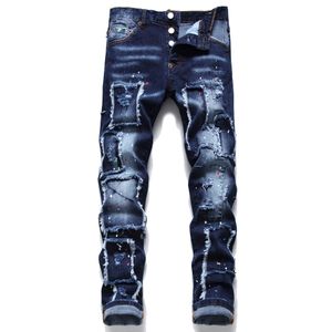 Moda 2021 Mans Spodnie Męskie Designer Dżinsy Zdrożone Ripped Biker Slim Fit Motorcycle Denim Dla Mężczyzn S Odzież