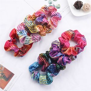 8 Color Laser Hair Band Elastic Stripe Girls Scrunchies Hair Rubber Ties Ropes Ponytail Holder Bronzing Headband Hair Accessories 1695 B3