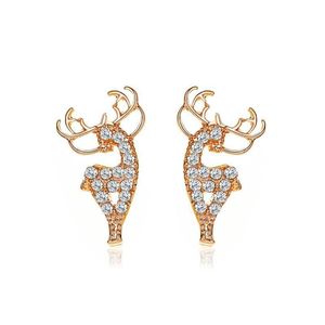 Christmas Gift Diamond Elk Stud Earrings European Alloy Deer Shape Ear Nail Women Souvenir Festival Animal Earring Fashion Jewelry Accessories