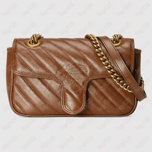 Neueste Marmont Mini-Umhängetasche 446744 Damenhandtaschen aus echtem Leder, braune Farbe, Größe 22*13*6 cm, Taschen im italienischen Modestil