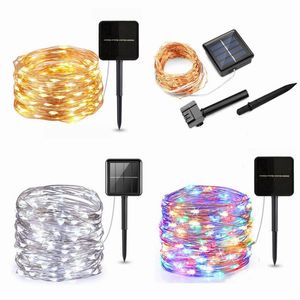 Strängar Solar LED Light Outdoor Fairy Lights String Street Garland Year Christmas Wedding Garden Dekoration Lampa 10m 20m