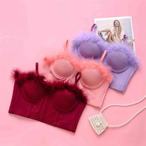 Pure Color Sexy Gathered Underwear Outside Wear Corset Breast Vest Women Fashion Sleeveless Bustier Crop Tops R201 210527