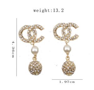 Charm Stud Earrings for Womens Fashion Designer 18K Gold Plated 925 Silver Needle Earring Luxury High Quality Inlay Diamond Pearl Eardrop Women Wedding Jewelry Gift