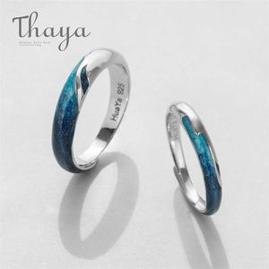 Thaya Bright Shining River Emerald Rings s925 Silver Circular Soft Blue Romantic Jewelry Ring per le donne Elegante regalo semplice 211217