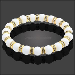 Armbänder Schmuck Mode Naturstein Chakra Elastisches Armband Männer Weißes Porzellan Heilung Nce Perlen Reiki Buddha Gebet Für Frauen Perlen,