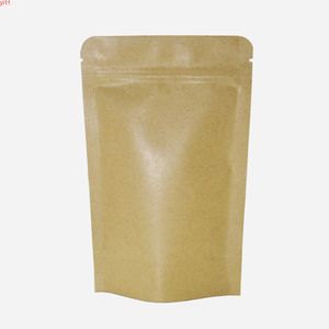 50 pçs / lote de pé saco de pacote de papel kraft com zíper zip bloqueio mylar foil bolsa para chá café armazenamento baghigh quatity