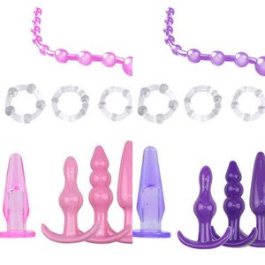 Nxy Analspielzeug, sexy Vibrator-Plugs, 10-teiliges Spielzeug-Set, vibrierende Po-Perlen, weiches Silikon, Porstate-Massagegerät, Erwachsenenprodukte für Paare, 1203