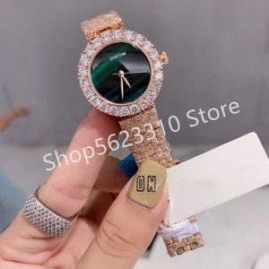 Мода знаменитый бренд полной AAA Zircons роскошные женщины часы малахита циферблат кварцевый круглый круг алмаз зеленый леди сетчатые стальные браслеты часы