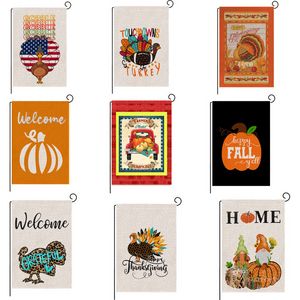 Hem Banner Flaggor Thanksgiving Flag 47 * 32cm Linne dubbelsidig Hello Fall Garden Flag 27 Style Party Supplies T2i52365