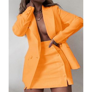 أزياء Women Streetwear Candy Color Basic Blazer Sets Coat + Slors Slim Suit Jacket 220221