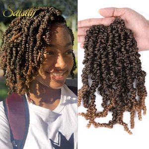 Lans 10inch Ombre Bomb Twist Fluffy Pre-Looped Hair Passion Twists Syntetiska förlängningar Vårt Twist Crotchet Braiding Hair L28