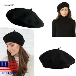 Winter Beret Women Sweet Warm Wool French Artist Beanie Hat Ski Cap Black Hat F1128 US STOCK FAST SHIPPING on Sale