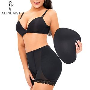 Women Low Waist Underwear Sponge Pads Body Shapers Hips Up Belly Slim Fake Ass Pants Padded Shapewear Panties Hip Pads Plus Size 211116