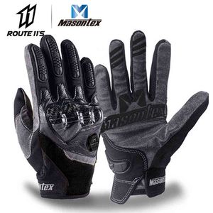 Masontex Carbon Fiber Motorcykelhandskar Touch Screen Guantes Moto Full Finger Gloves Moto Motocross Glove för 4 säsong H1022