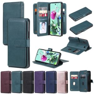 Stor kapacitetskort Bag Wallet Fodral för iPhone 13 PRO MAX 12 MINI 11 XR X 8 Plus Samsung Huawei Xiaomi Moto LG Sony One Plus Multifunction Phone Cover