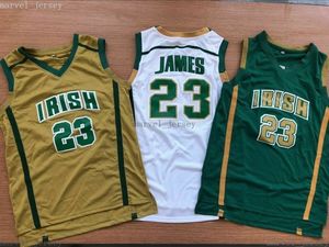 Stitched Custom Lebron James St Vincent Mary Irish High School Swingman Basketball Jersey Men Women Youth XS-5XL