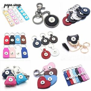 5 sztuk / partia Nowy Snap Biżuteria PU Skórzane Breloki Fit 18mm 20mm Przyciski Snap DIY Snap Keyring dla kobiet Brelok G1019