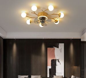 Nordic Style bezstopniowe ściemnianie zdalnego wentylatora kontrola światła plastikowy bez fairdless Stealth żyrandol sypialnia sufit