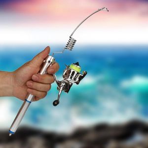 Mini cana de pesca portátil de aço inoxidável leve para pesca no mar vara para pesca no gelo para inverno vara de pesca no gelo ferramentas para pesca