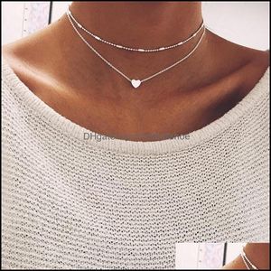 Wholesale gold bib necklaces for sale - Group buy Pendant Necklaces Pendants Jewelry Fashion Girl Heart Bib Statement Simplicity Choker Gold Chain Necklace For Women Drop Delivery