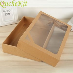 Kraft Paper Box Christmas Gift Packaging Gift Boxes Window Candy/Cake/Soap/Cookie/Cupcake Display For Baby Shower Wedding