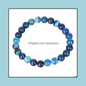 Perline, Fili Trasferimento di gioielli Fortuna Bracciale viola Uomo Chakra Yoga Perline Pietra vulcanica 8 mm Braccialetti naturali per le donne Consegna a goccia 202