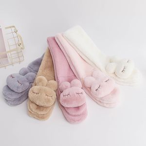 Winter Baby Scarf Cartoon Rabbit Children Scarves Faux Fur Neck Warm Kids Scarf Fur Ball Girls Boys Bufanda Bebe