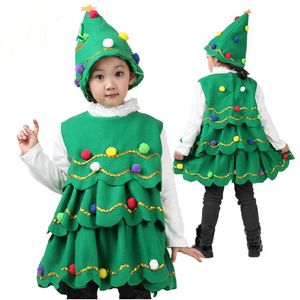 Sıradan Elbiseler Yeşil Elf Kızlar Noel Kostüm Festivali Noel Baba Yıllar İçin Çocuklar Süslü Elbise Noel Partisi