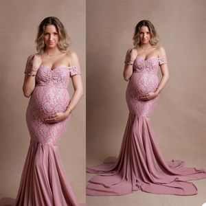 2021 Beauty Lavender Plus Size Pregnant Ladies Mermaid Sweetheart Sleepwear Dress Tulle Nightgowns For Photoshoot Lingerie Bathrobe Nightwear Baby Shower