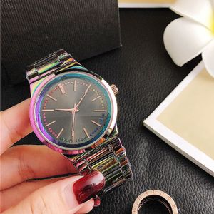 Марка кварцевые наручные часы для женщин красочные кристалл металлические стальные полосы часы M104