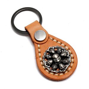 Vintage skalle nyckelring handgjorda läder nyckelkedjor för män kvinnor bil nyckelring tillbehör hållare smycken vän gåva grossist g1019