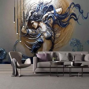 Bakgrundsbilder anpassade väggmålning tapet 3d präglad figur po väggpapper vardagsrum TV sovrum kreativ konst dekor
