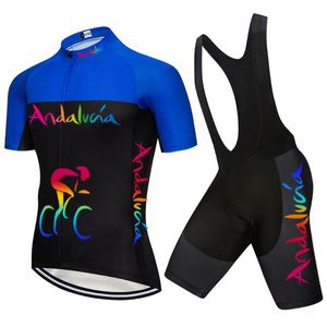 Racing Sets Team Andalusien Cykel Jersey Bike Kläder Kortärmad Ropa Ciclismo Mäns Summer Pro Wear Maillot Culotte Suits