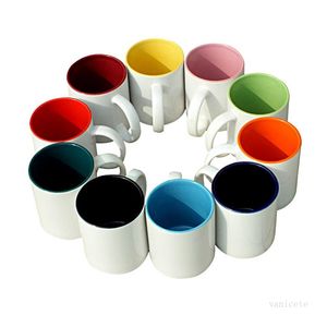 2021 Blank Sublimation Ceramic mug coating heat transfer printing inner color cup DIY Heat Transfer Print water cup sea shopping T9I001160