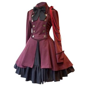 Lässige Kleider 2021 Mittelalterliches Renaissance-Sweet-Lolita-Kleid Vintage-Bowknot-hohe Taille viktorianisches Kawaii-Mädchen-gotisches Loli-Cosplay-Kostüm